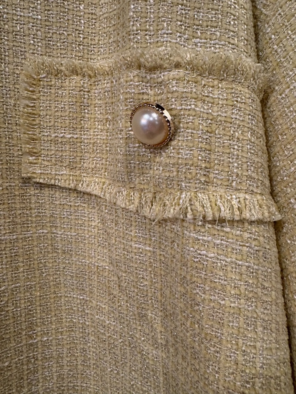 Andrée by Unit $54 NWT Daydreams Yellow Tweed Pearl Shacket 1X P2P 26-27” - Picture 5 of 10